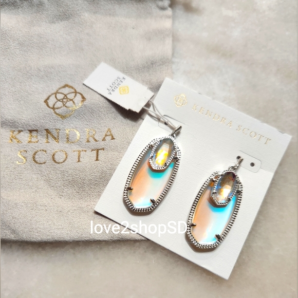 Kendra Scott Emmy Double Dichroic Silver Earrings NWT Gorgeous + Exquisite - Picture 4 of 4